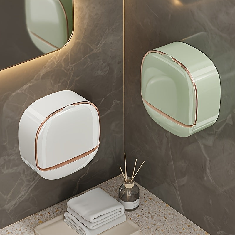 No-Drill High-End Drain Household Soap Holder, Waterproof ABS Soap Dish Organizer, Suitable for Bathrooms and Shower Rooms, Bathroom Accessory, Ideal Choice for Soap Dish and Soap Holder(LIGHT GREEN)