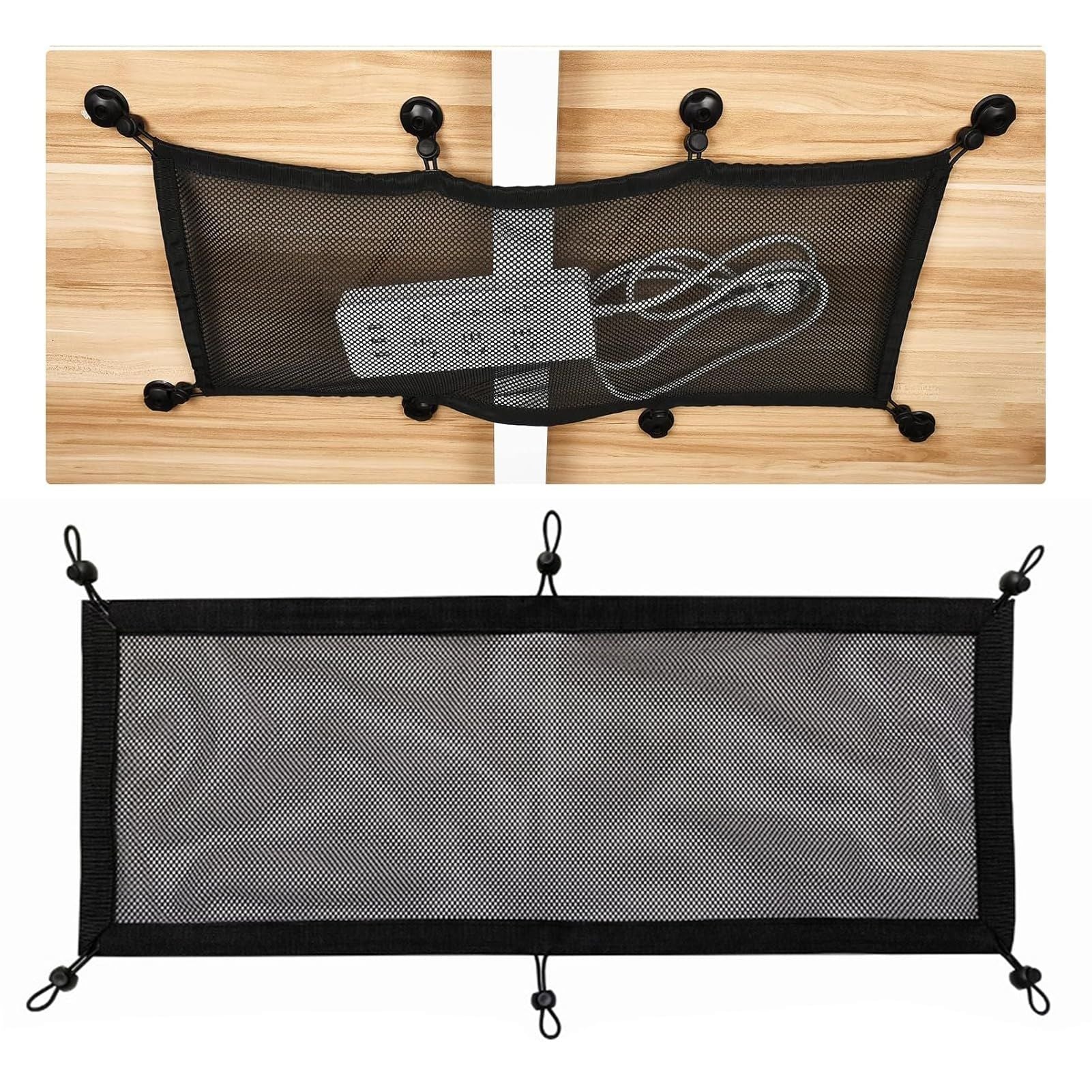 Cable Management net - Under Desk Cable Management Tray - Cable net - Wire Management Under Desk - Cord Organizer (6-pole socket net pocket+6 plum blossom buckles+6 screws)