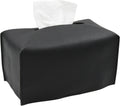 Tissue Box Cover,Modern PU Leather Rectangular Tissue Box Holder - Decorative Holder/Organizer for Bathroom Vanity Countertop, Night Stands, Office Desk -  rectangular black