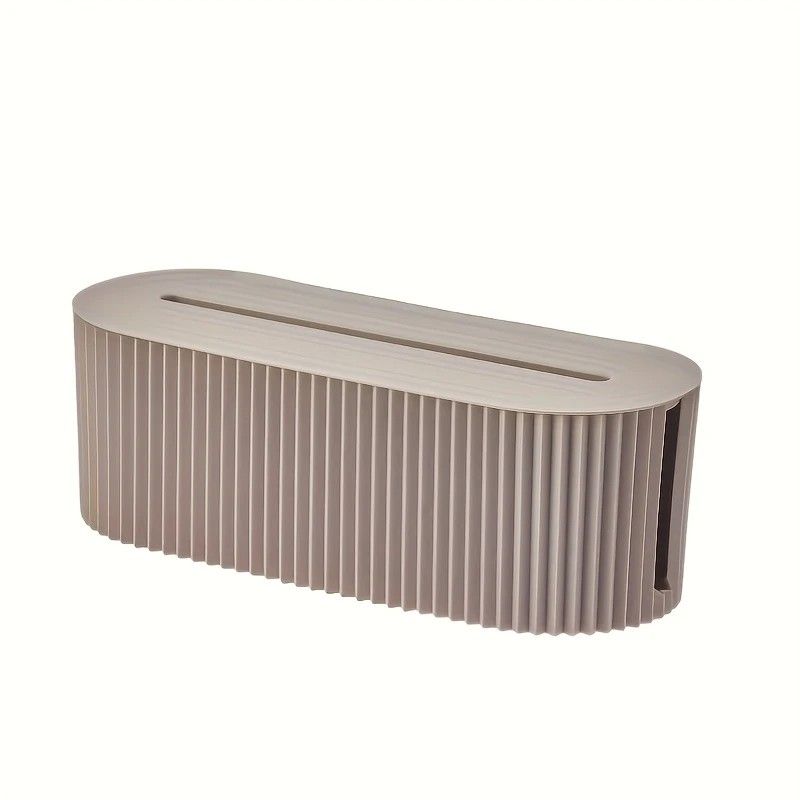 1 Multi-Scene Cable Storage Box Durable Desktop TV Cable Management System with Lid  Scratch-Resistant Storage Case, Suitable for Power Strips, Chargers, and Home Office Supplies.(light brown)