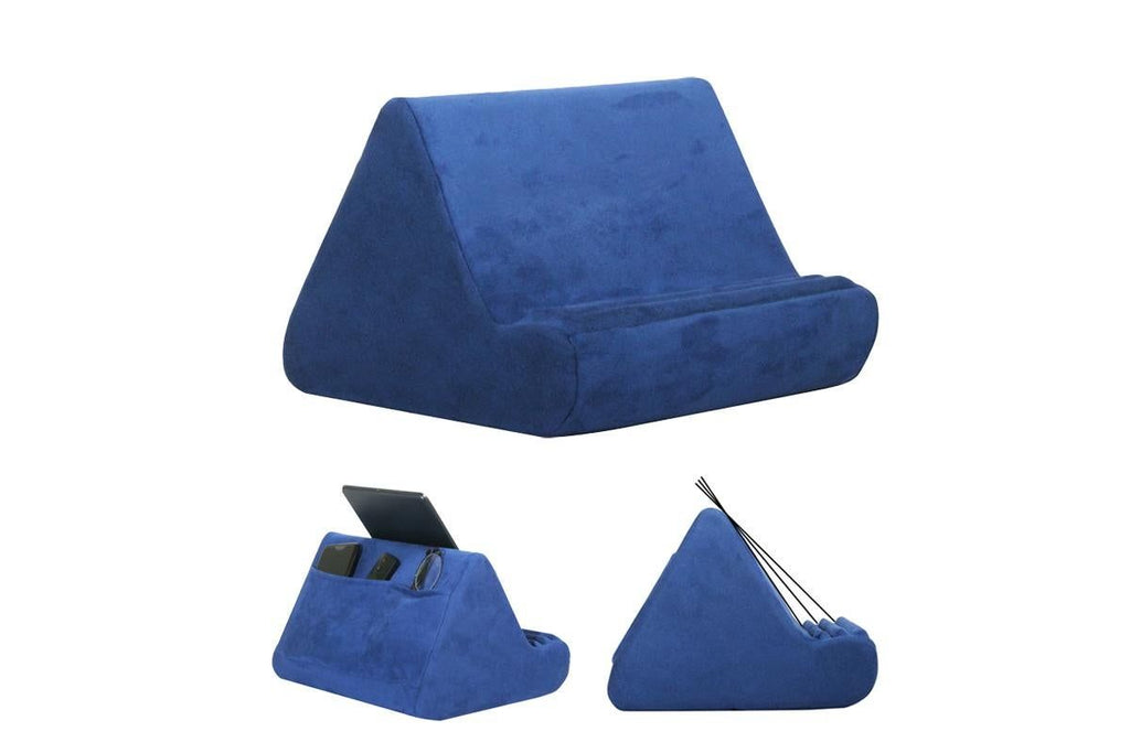 Multi-Angle Tablet Holder Compatible with iPads Lazy Holder Stand for Bed and Desk with 2 Pockets Blue