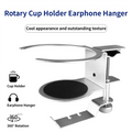 2-in-1 Under-Desk Metal Headphone Hanger &  Anti-Spill Cup Holder - No-Drill Heavy-Duty Desk Adjustable Clamp and 360° Swivel Hook