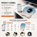 Gradient Light Blue silicone wrist rest with 20-in-1 electronics cleaning kit - portable multi-functional brush set, ergonomic mouse pad, suitable for office and travel.